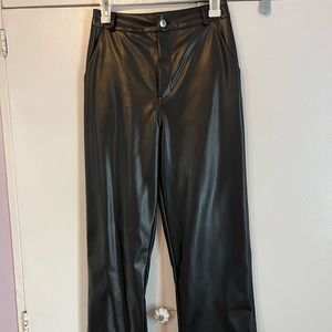 Black Straight Leg Pleather Pants